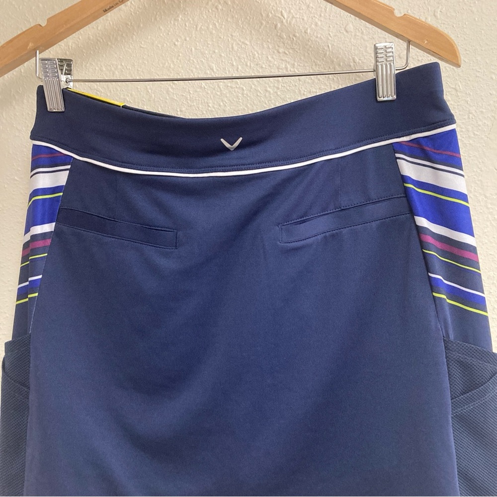 Callaway Women’s Skort Navy Blue Colorful Stripes Side Pockets Size M - Picture 4 of 15